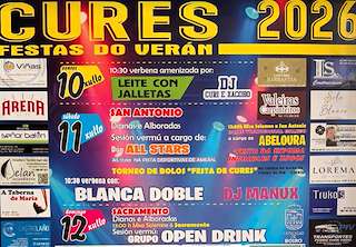 Fechas, información, programa, cartel, imágenes, mapa y ubicación de Festas do Verán de Cures (2026)  en  Boiro