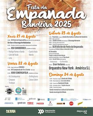Fechas, información, programa, cartel, imágenes, mapa y ubicación de Festas do Verán - XLIX Festa da Empanada de Bandeira  en  Silleda