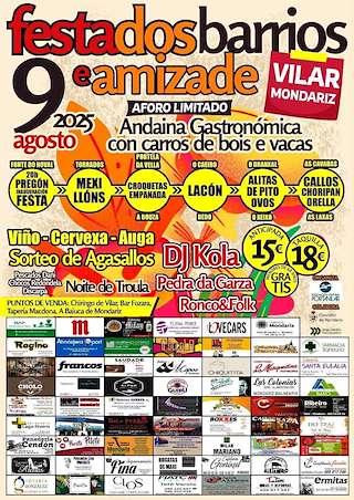 Fechas, información, programa, cartel, imágenes, mapa y ubicación de Festas dos Barrios e Amizade de Vilar  en  Mondariz