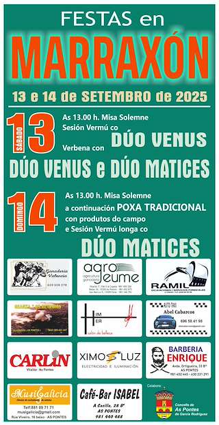 Fechas, información, programa, cartel, imágenes, mapa y ubicación de Festas en Marraxón - Virxe dos Remedios  en  As Pontes de García Rodríguez