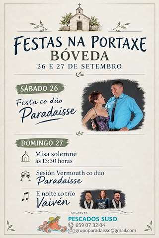 Fechas, información, programa, cartel, imágenes, mapa y ubicación de Festas na Portaxe (2026)  en  Bóveda