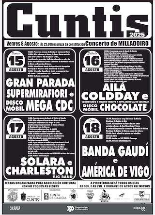 Fechas, información, programa, cartel, imágenes, mapa y ubicación de Festas Patronais  en  Cuntis