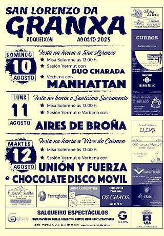 Fechas, información, programa, cartel, imágenes, mapa y ubicación de Festas Patronais de A Granxa  en  Boqueixón