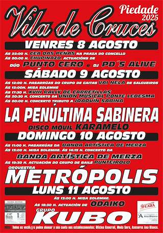 Fechas, información, programa, cartel, imágenes, mapa y ubicación de Festas Patronais de A Piedade  en  Vila de Cruces