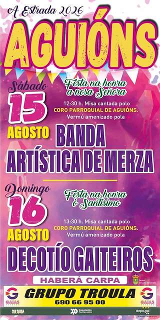 Fechas, información, programa, cartel, imágenes, mapa y ubicación de Festas Patronais de Aguions (2026)  en  A Estrada