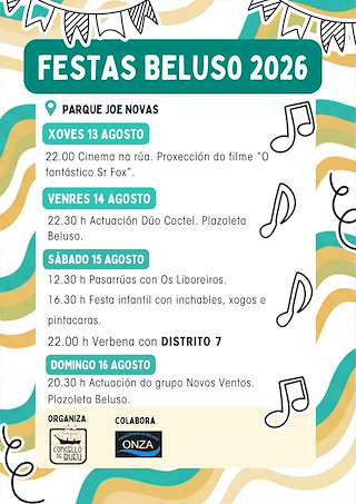 Fechas, información, programa, cartel, imágenes, mapa y ubicación de Festas Patronais de Beluso (2026) en Bueu