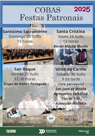 Fechas, información, programa, cartel, imágenes, mapa y ubicación de Festas Patronais de Cobas  en  Meaño