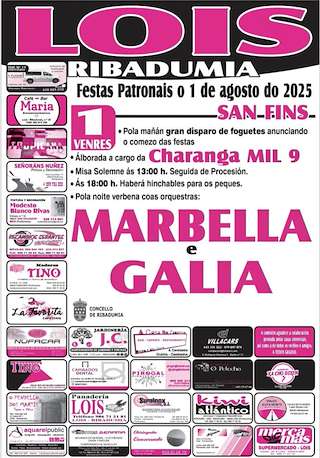 Fechas, información, programa, cartel, imágenes, mapa y ubicación de Festas Patronais de Lois  en  Ribadumia