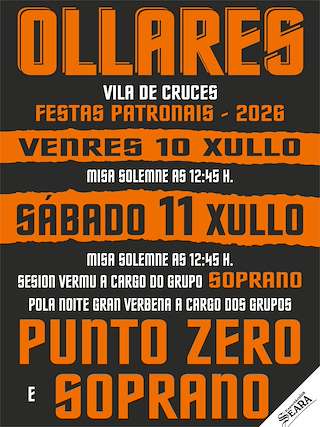 Fechas, información, programa, cartel, imágenes, mapa y ubicación de Festas Patronais de Ollares (2026)  en  Vila de Cruces