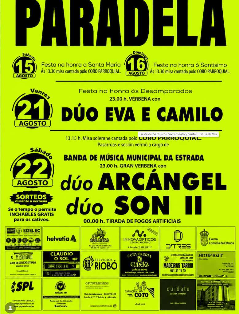 Festas Patronais de Paradela (2026) en A Estrada