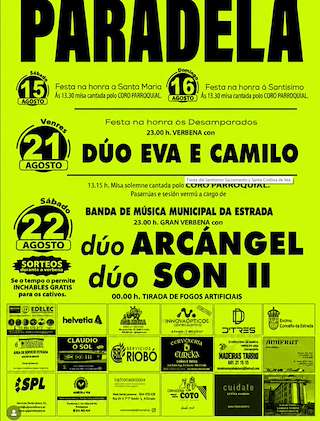Fechas, información, programa, cartel, imágenes, mapa y ubicación de Festas Patronais de Paradela (2026)  en  A Estrada