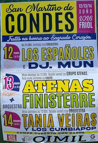 Fechas, información, programa, cartel, imágenes, mapa y ubicación de Festas Patronais de San Martiño de Condes (2026)  en  Friol