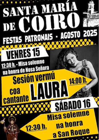 Fechas, información, programa, cartel, imágenes, mapa y ubicación de Festas Patronais de Santa María de Coiro  en  Mazaricos