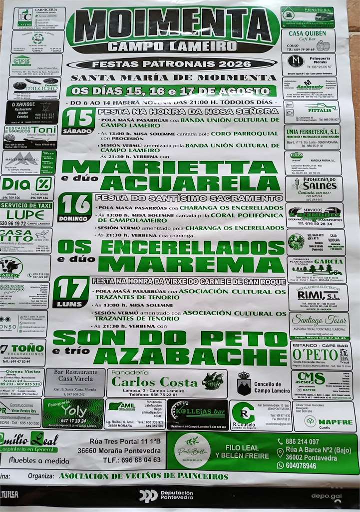 Festas Patronais de Santa María de Moimenta (2026) en O Campo Lameiro