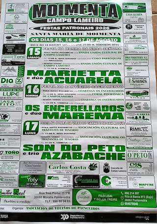 Fechas, información, programa, cartel, imágenes, mapa y ubicación de Festas Patronais de Santa María de Moimenta (2026)  en  O Campo Lameiro