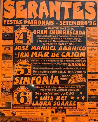 Fechas, información, programa, cartel, imágenes, mapa y ubicación de Festas Patronais de Serantes (2026)  en  Laxe