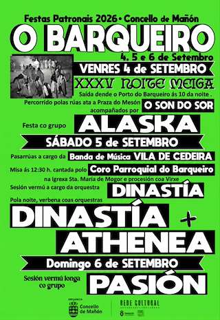Fechas, información, programa, cartel, imágenes, mapa y ubicación de Festas Patronais do Barqueiro (2026) en Mañón