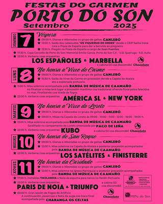 Fechas, información, programa, cartel, imágenes, mapa y ubicación de Festas Patronais do Son - Virxe do Carme