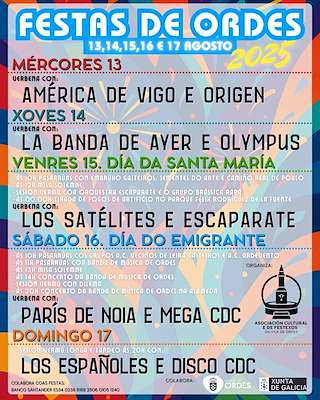 Fechas, información, programa, cartel, imágenes, mapa y ubicación de Festas Patronais  en  Ordes
