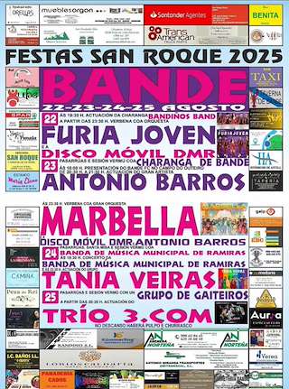 Fechas, información, programa, cartel, imágenes, mapa y ubicación de Festas Patronais - San Roque  en  Bande