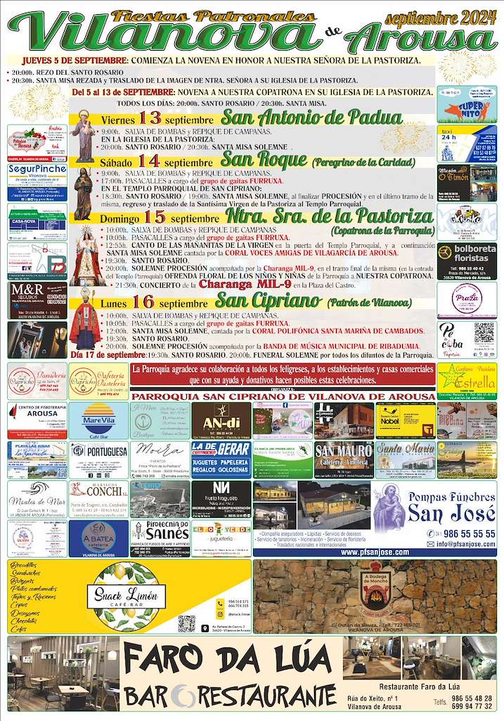 Festas Patronais -  San Roque, Nosa Señora da Pastoriza e San Cipriano en Vilanova de Arousa