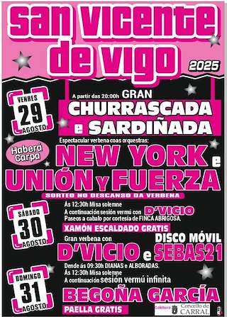 Fechas, información, programa, cartel, imágenes, mapa y ubicación de Festas San Vicente de Vigo  en  Carral