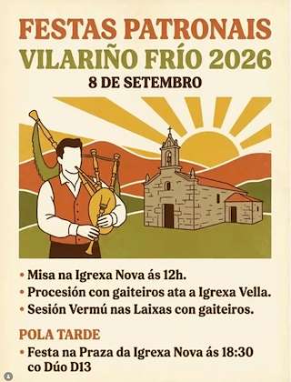 Fechas, información, programa, cartel, imágenes, mapa y ubicación de Festas Vilariño Frío (2026)  en  Montederramo