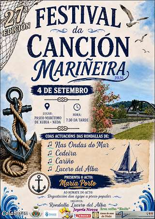 Fechas, información, programa, cartel, imágenes, mapa y ubicación de XXVII Festival da Canción Mariñeira  (2026) en Neda
