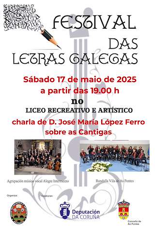 Fechas, información, programa, cartel, imágenes, mapa y ubicación de Festival das Letras Galegas  en  As Pontes de García Rodríguez