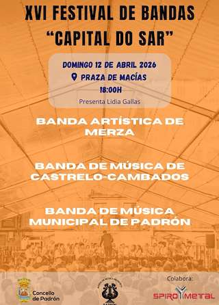 Fechas, información, programa, cartel, imágenes, mapa y ubicación de XVI Festival de Bandas Capital do Sar (2026)  en  Padrón