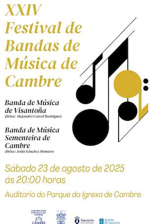 Fechas, información, programa, cartel, imágenes, mapa y ubicación de XXIV Festival de Bandas de Música  en  Cambre