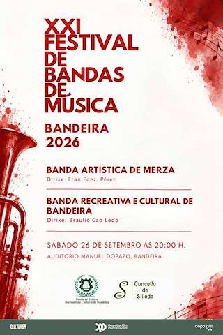 Fechas, información, programa, cartel, imágenes, mapa y ubicación de XXI Festival de Bandas de Música de Bandeira  (2026) en Silleda