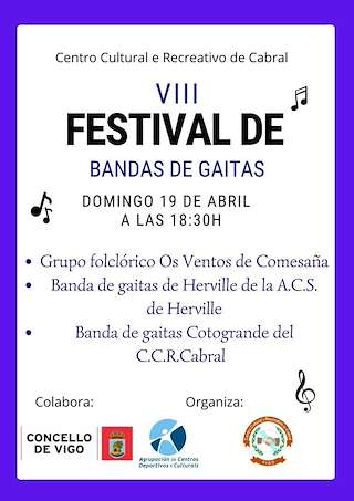 Fechas, información, programa, cartel, imágenes, mapa y ubicación de VIII Festival de Gaitas de Cabral (2026) en Vigo