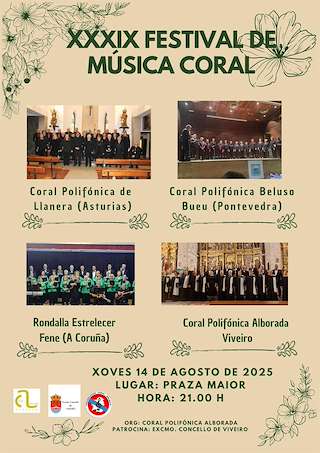 Fechas, información, programa, cartel, imágenes, mapa y ubicación de XXXIX Festival de Música Coral  en  Viveiro