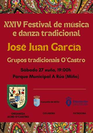 Fechas, información, programa, cartel, imágenes, mapa y ubicación de XXXIV Festival de Música e Baile Tradicional José Juan García (2026) en Miño