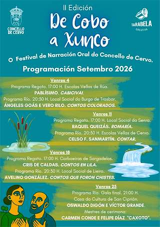Fechas, información, programa, cartel, imágenes, mapa y ubicación de Festival de Narración Oral De Cobo a Xunco (2026) en Cervo