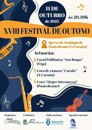 Fechas, información, programa, cartel, imágenes, mapa y ubicación de XVIII Festival de Outono  (2025)  en  Pontedeume