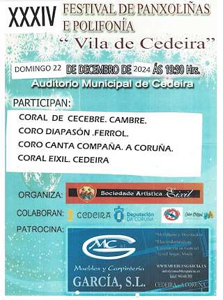Fechas, información, programa, cartel, imágenes, mapa y ubicación de XXXIV Festival de Panxoliñas e Polifonía Vila de Cedeira