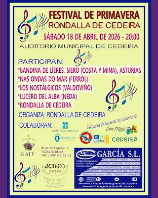 Fechas, información, programa, cartel, imágenes, mapa y ubicación de Festival de Primavera de la Rondalla de Cedeira  (2026)