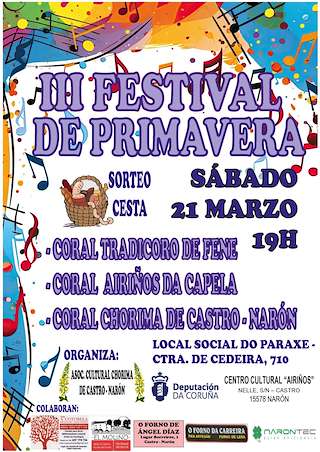 Fechas, información, programa, cartel, imágenes, mapa y ubicación de III Festival de Primavera   (2026)  en  Narón