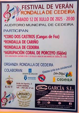 Fechas, información, programa, cartel, imágenes, mapa y ubicación de Festival de Verán da Rondalla de Cedeira