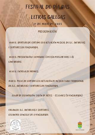 Fechas, información, programa, cartel, imágenes, mapa y ubicación de Festival do Día das Letras Galegas  en  A Fonsagrada