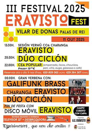 Fechas, información, programa, cartel, imágenes, mapa y ubicación de III Festival Eravisto (2025)  en  Palas de Rei