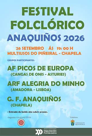 Fechas, información, programa, cartel, imágenes, mapa y ubicación de Festival Folclórico Anaquiños (2026) en Redondela