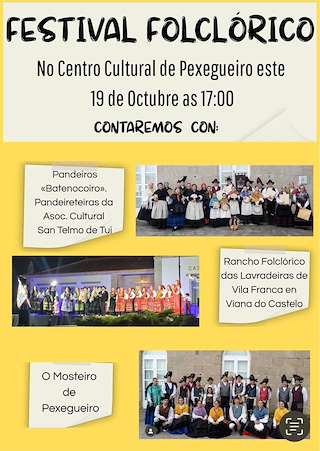 Fechas, información, programa, cartel, imágenes, mapa y ubicación de Festival Folclórico de Pexegueiro (2025)  en  Tui