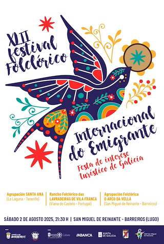 Fechas, información, programa, cartel, imágenes, mapa y ubicación de XLII Festival Folclórico Internacional do Emigrante  en  Barreiros