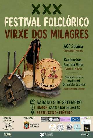 Fechas, información, programa, cartel, imágenes, mapa y ubicación de XXX Festival Folclórico Virxe dos Milagros (2026) en Moaña