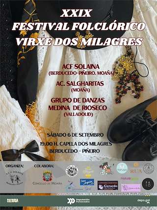 Fechas, información, programa, cartel, imágenes, mapa y ubicación de XXIX Festival Folclórico Virxe dos Milagros  en  Moaña