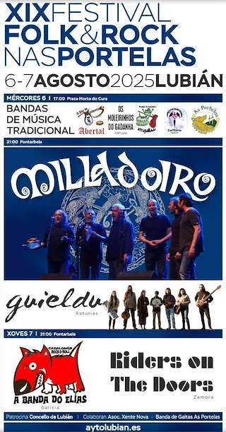 Fechas, información, programa, cartel, imágenes, mapa y ubicación de XIX Festival Folk & Rock nas Portelas de Lubián  en  Vilardevós