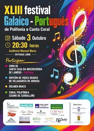 Fechas, información, programa, cartel, imágenes, mapa y ubicación de XLIII Festival Galaico-Portugués de Polifonía e Canto Coral (2026)  en  O Carballiño